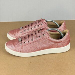 UGG Milo Glitter Sneakers Womens 10 Pink Low Top Lace Up Casual Sparkle